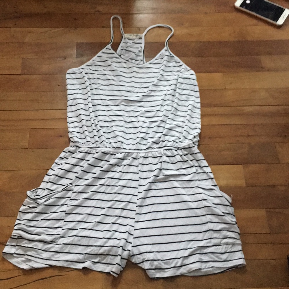White & black striped women’s romper